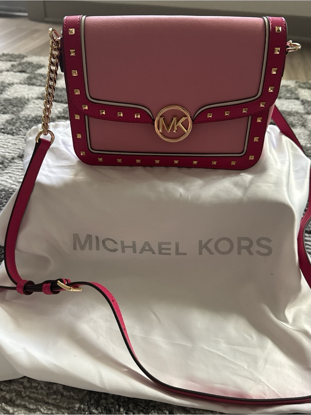 Michael Kors Two-Tone Pink Studded Crossbody Bag